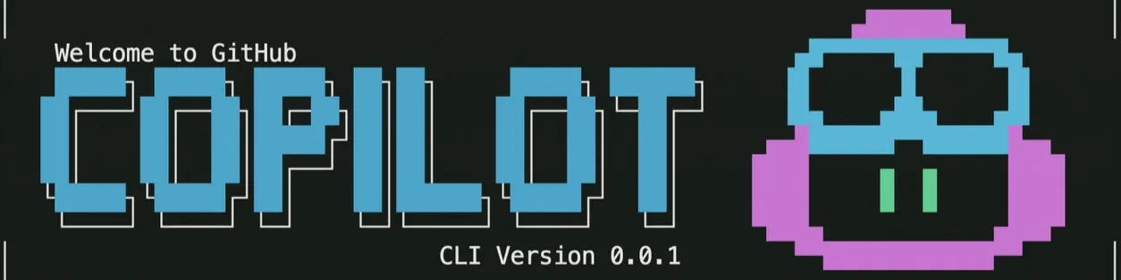 GitHub Copilot CLI splash screen with the Copilot wordmark and mascot